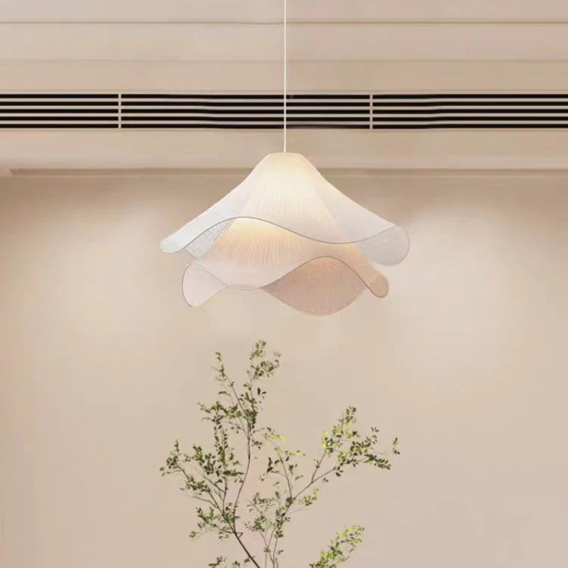 Pendant Light | Metal & Fabric Art Deco Bloom | Adjustable Cord