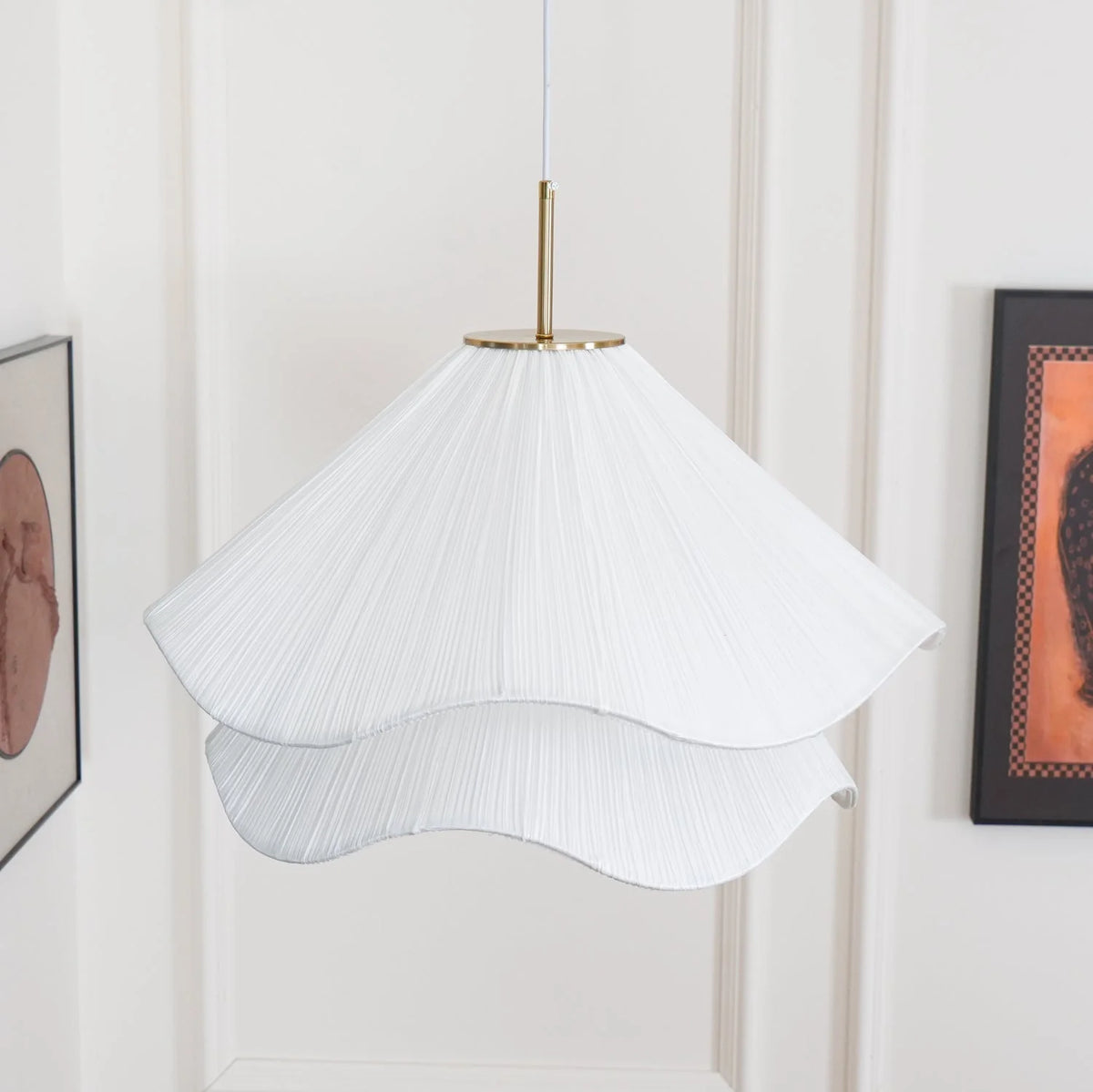 Pendant Light | Metal & Fabric Art Deco Bloom | Adjustable Cord