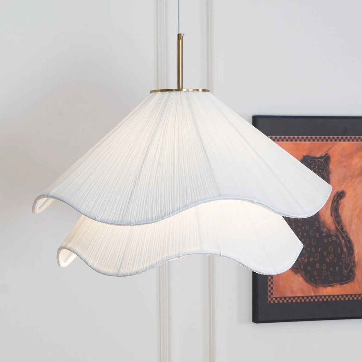 Pendant Light | Metal & Fabric Art Deco Bloom | Adjustable Cord
