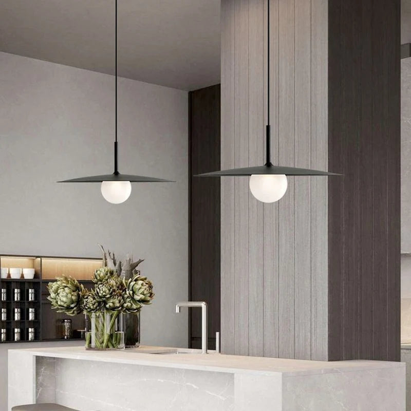 Pendant Light | Metal & Glass Dish Shade | Adjustable Cord
