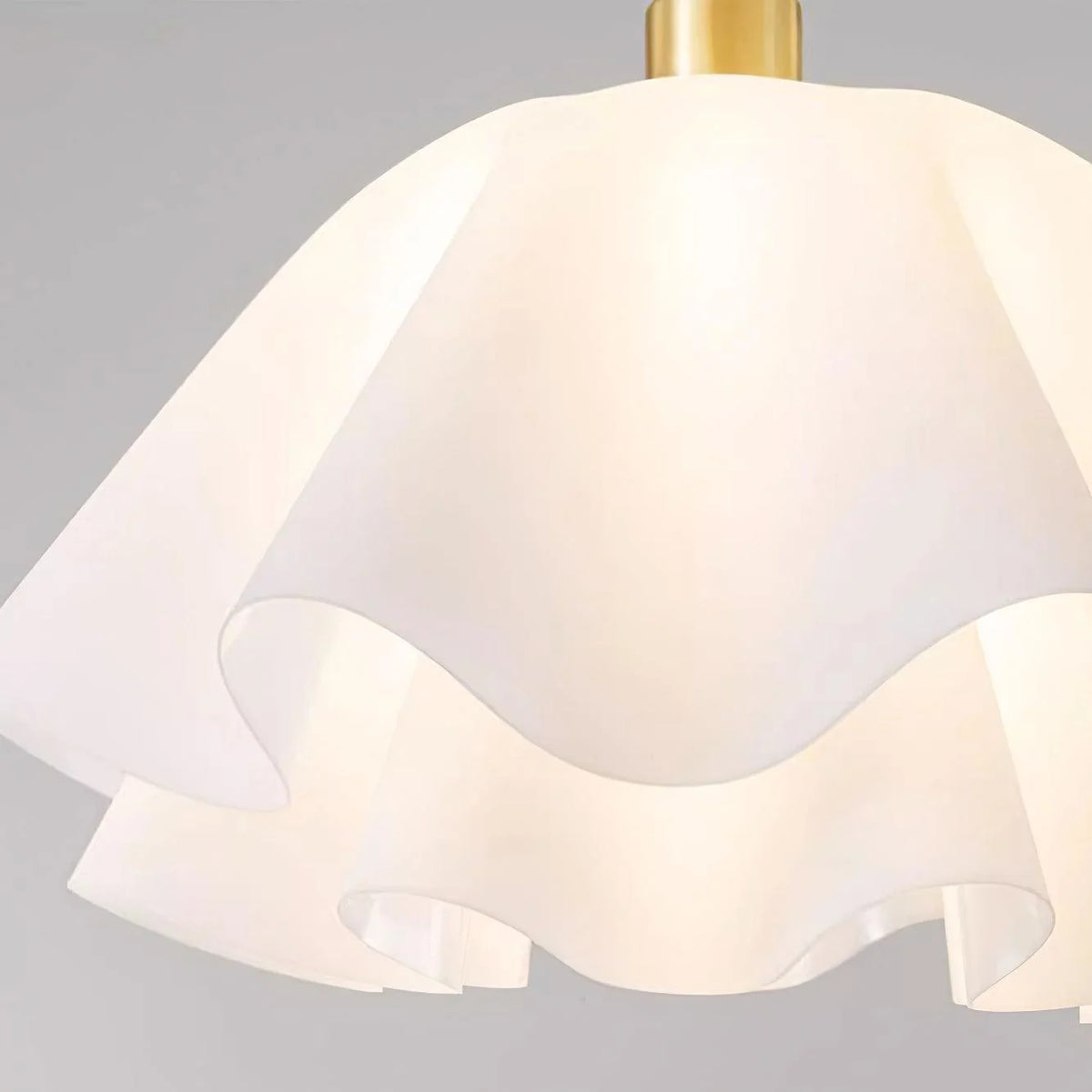 Pendant Light | Modern Petal Design | Brass & White Plastic Shade
