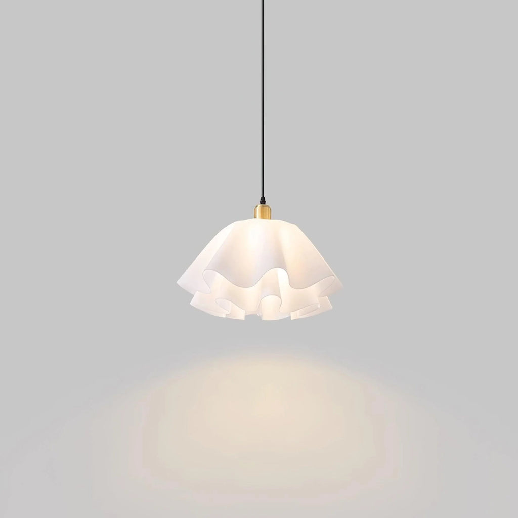 Pendant Light | Modern Petal Design | Brass & White Plastic Shade
