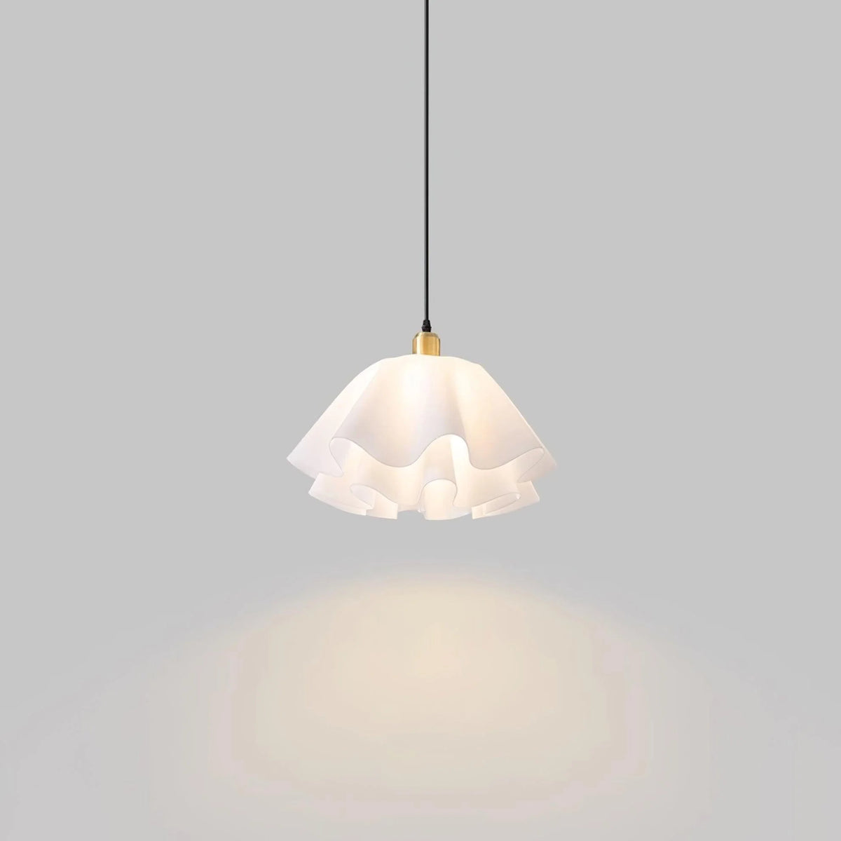 Pendant Light | Modern Petal Design | Brass & White Plastic Shade