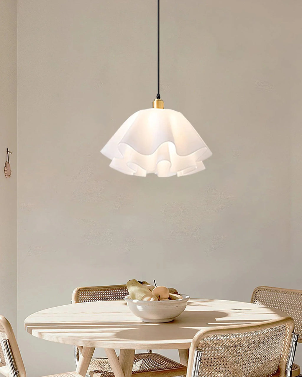Pendant Light | Modern Petal Design | Brass & White Plastic Shade