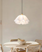 Pendant Light | Modern Petal Design | Brass & White Plastic Shade