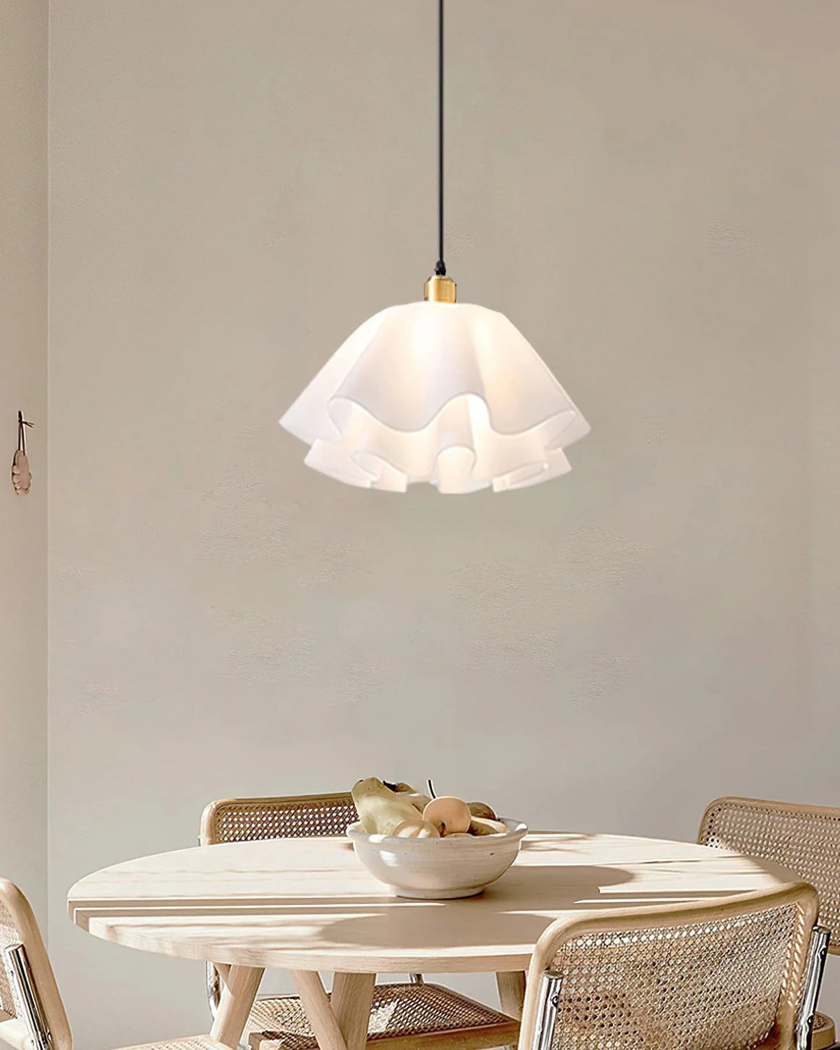 Pendant Light | Modern Petal Design | Brass & White Plastic Shade