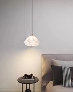 Pendant Light | Modern Petal Design | Brass & White Plastic Shade