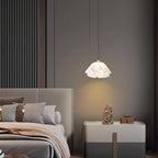 Pendant Light | Modern Petal Design | Brass & White Plastic Shade