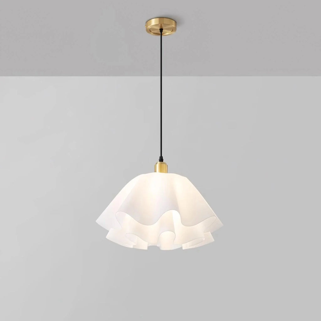 Pendant Light | Modern Petal Design | Brass & White Plastic Shade