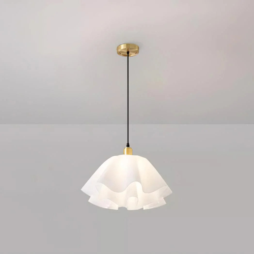 Pendant Light | Modern Petal Design | Brass & White Plastic Shade