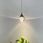 Pendant Light | Moon-Inspired Black Metal & Crystal