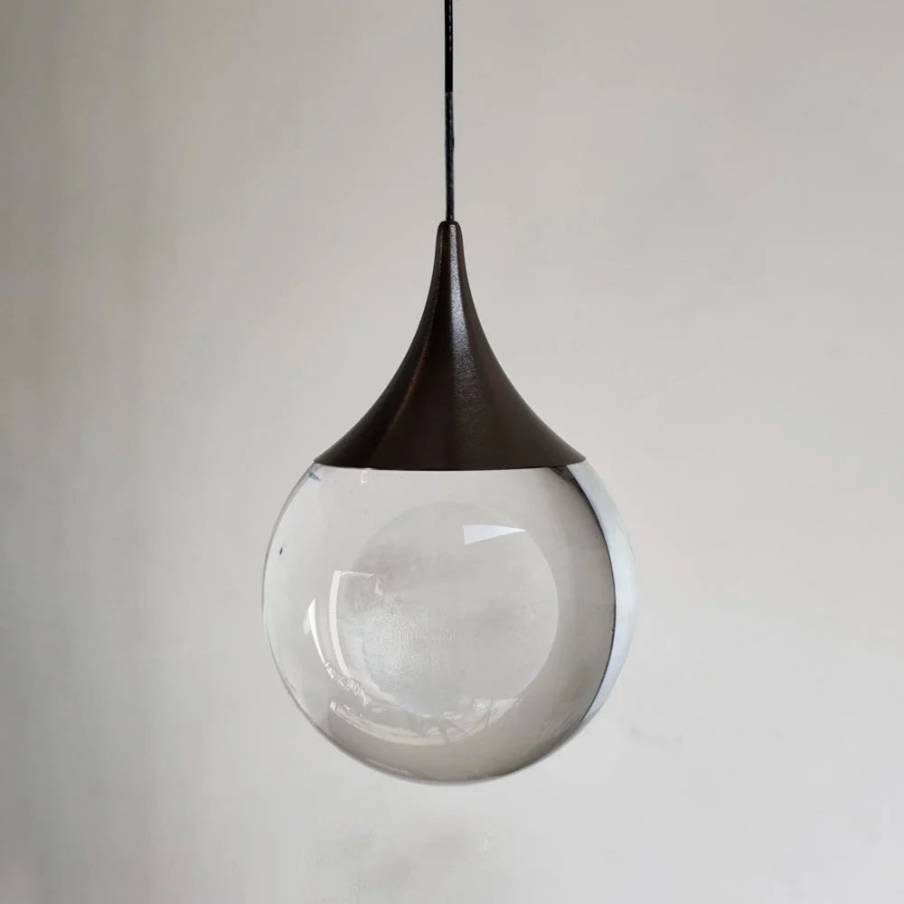 Pendant Light | Moon-Inspired Black Metal & Crystal