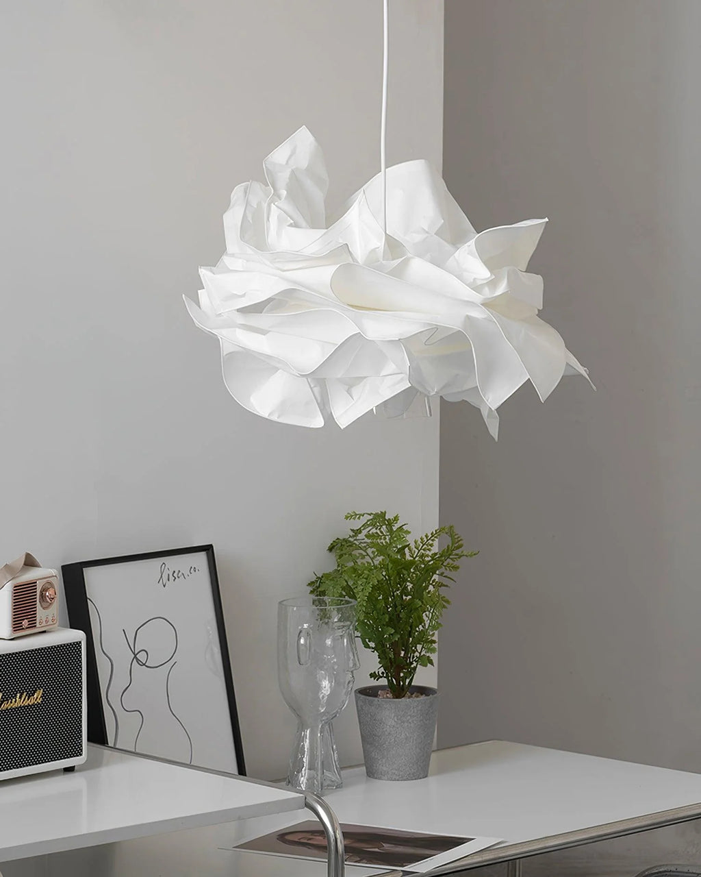 Pendant Light | Origami Paper Shade & Metal Frame | 150 cm Cord