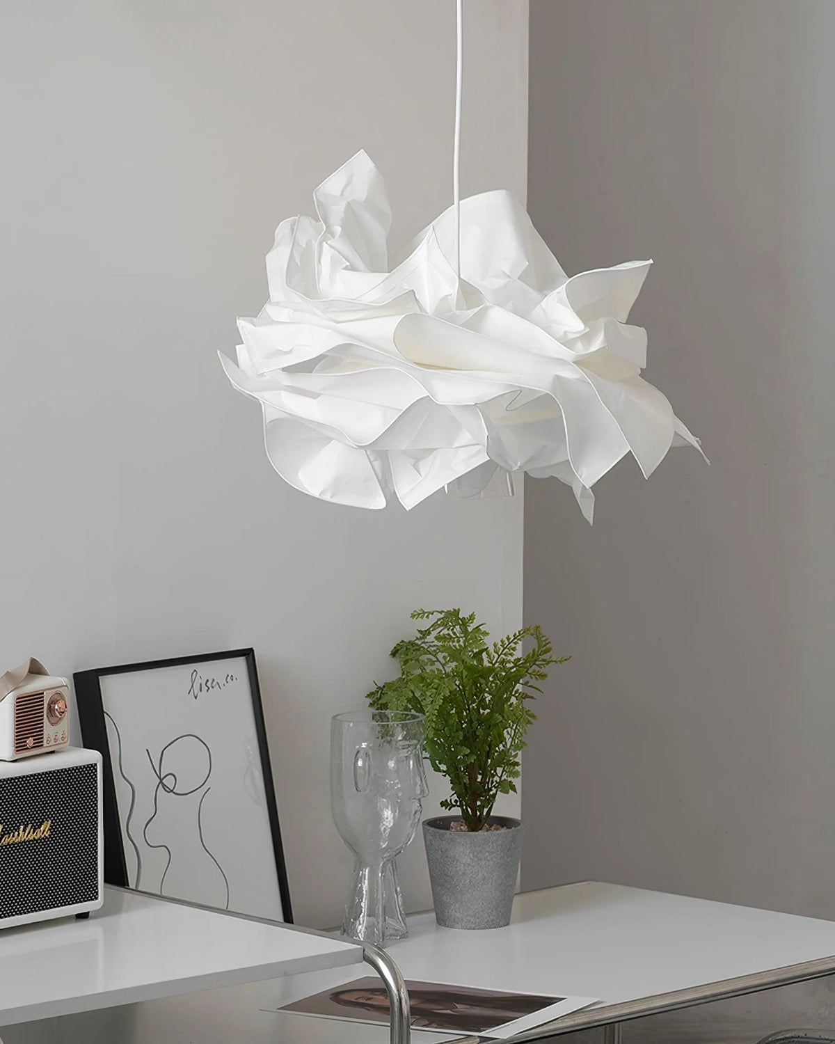 Pendant Light | Origami Paper Shade & Metal Frame | 150 cm Cord