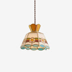 Pendant Light | Stained Glass Floral Shade & Metal Frame | Adjustable 59-Inch Cord