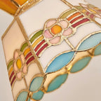 Pendant Light | Stained Glass Floral Shade & Metal Frame | Adjustable 59-Inch Cord