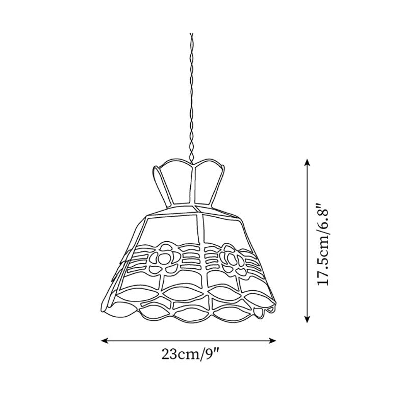 Pendant Light | Stained Glass Floral Shade & Metal Frame | Adjustable 59-Inch Cord