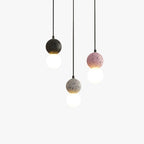 Pendant Light | Travertine & Acrylic Double Globe | LED Bulb Included