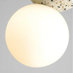 Pendant Light | Travertine & Acrylic Double Globe | LED Bulb Included