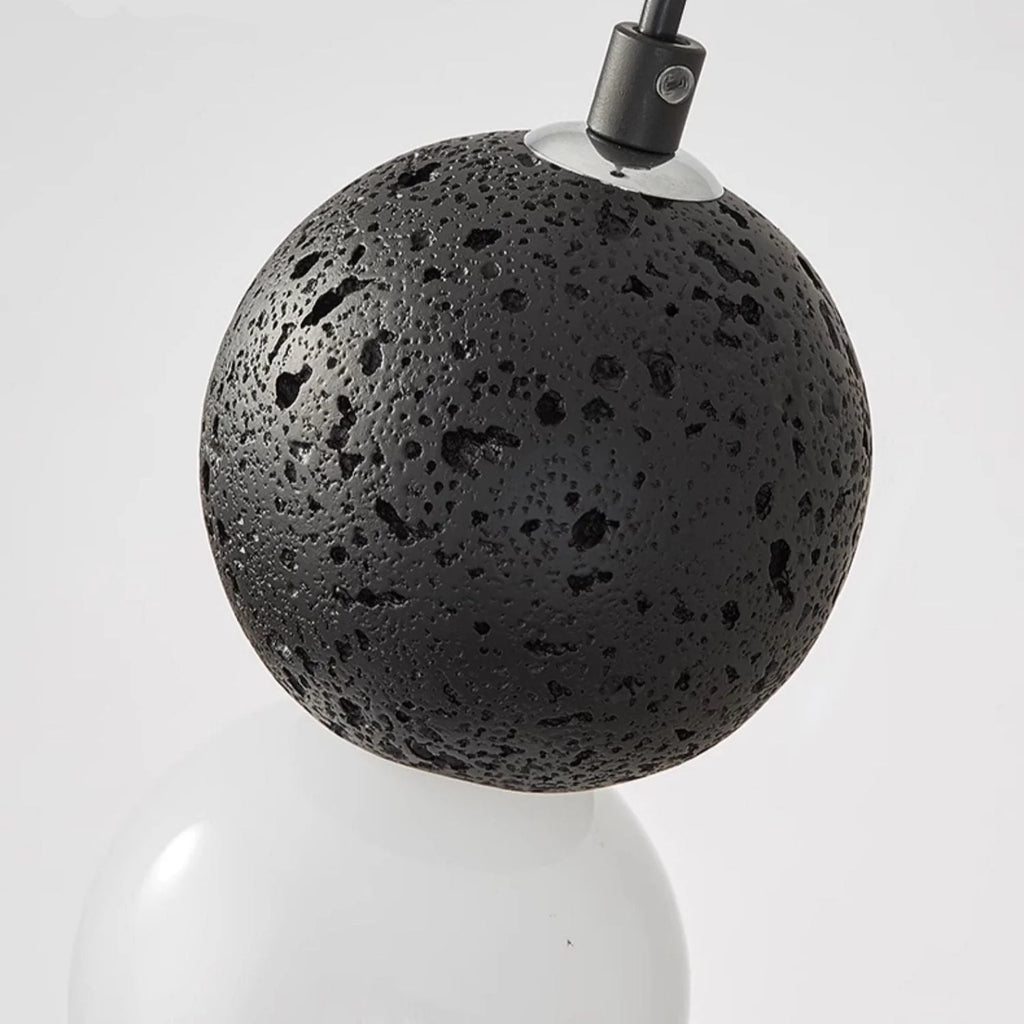 Pendant Light | Travertine & Acrylic Double Globe | LED Bulb Included
