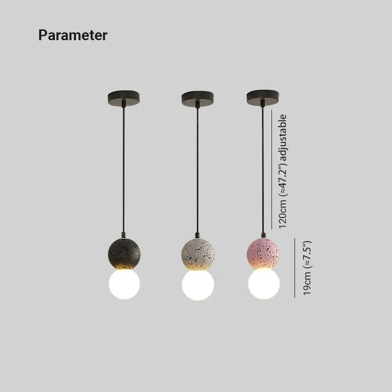 Pendant Light | Travertine & Acrylic Double Globe | LED Bulb Included