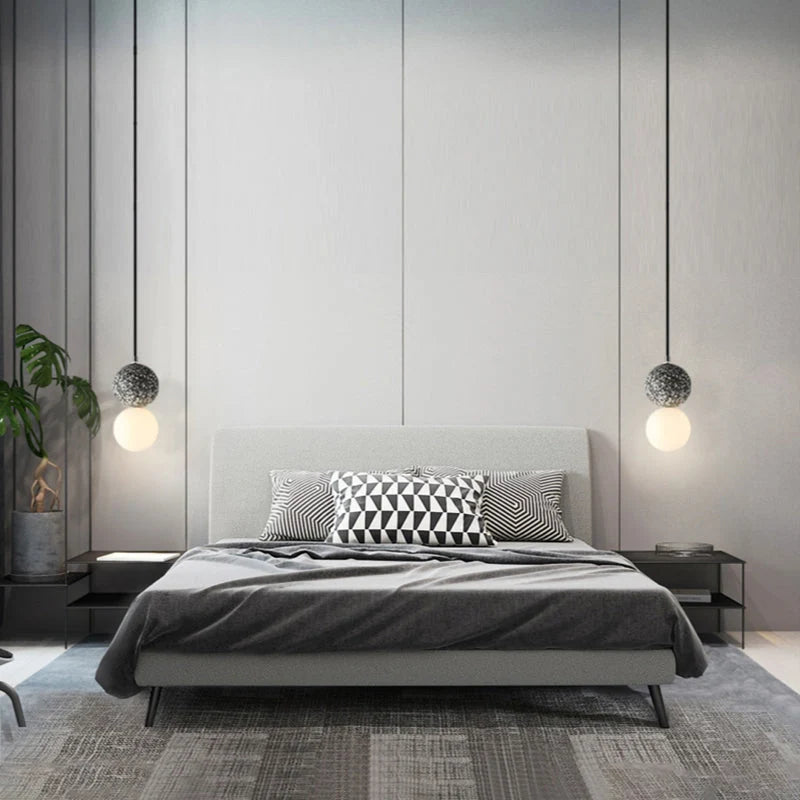 Pendant Light | Travertine & Acrylic Double Globe | LED Bulb Included