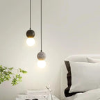 Pendant Light | Travertine & Acrylic Double Globe | LED Bulb Included
