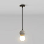 Pendant Light | Travertine & Acrylic Double Globe | LED Bulb Included