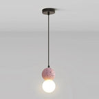Pendant Light | Travertine & Acrylic Double Globe | LED Bulb Included