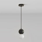 Pendant Light | Travertine & Acrylic Double Globe | LED Bulb Included