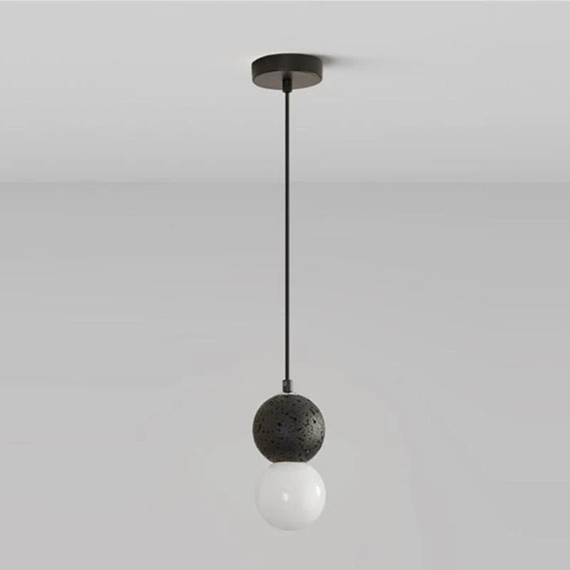 Pendant Light | Travertine & Acrylic Double Globe | LED Bulb Included