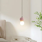 Pendant Light | Travertine & Acrylic Double Globe | LED Bulb Included