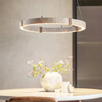 Pendant Light | Travertine Ring & Wood Accent Dimmable Integrated LED