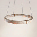 Pendant Light | Travertine Ring & Wood Accent Dimmable Integrated LED