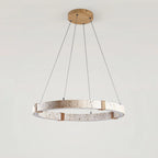 Pendant Light | Travertine Ring & Wood Accent Dimmable Integrated LED
