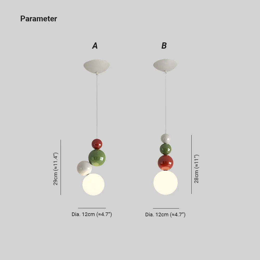 Pendant Light | Vertical 4-Orb Metal | Dimmable 3-Color Switch
