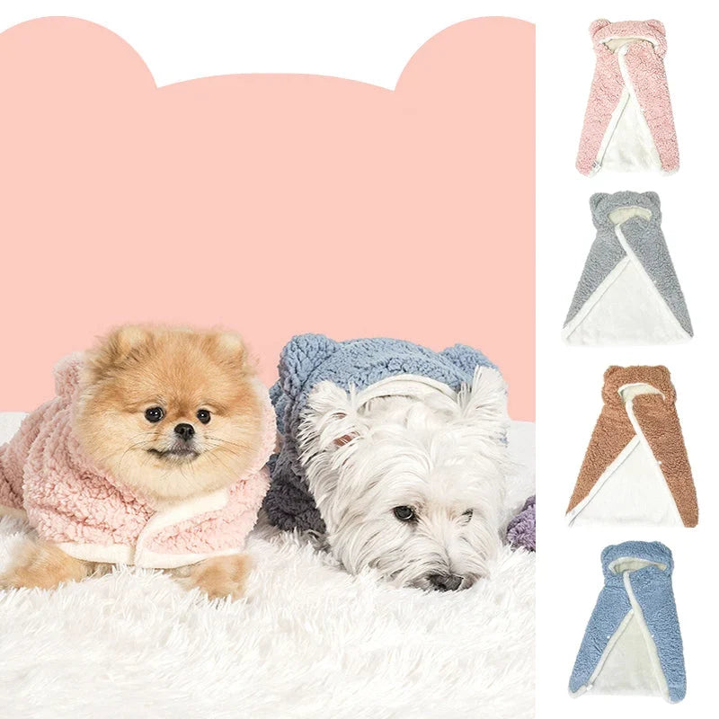 Pet Bathrobe Blanket | Extra-Soft Coral Fleece & Non-Slip Bottom