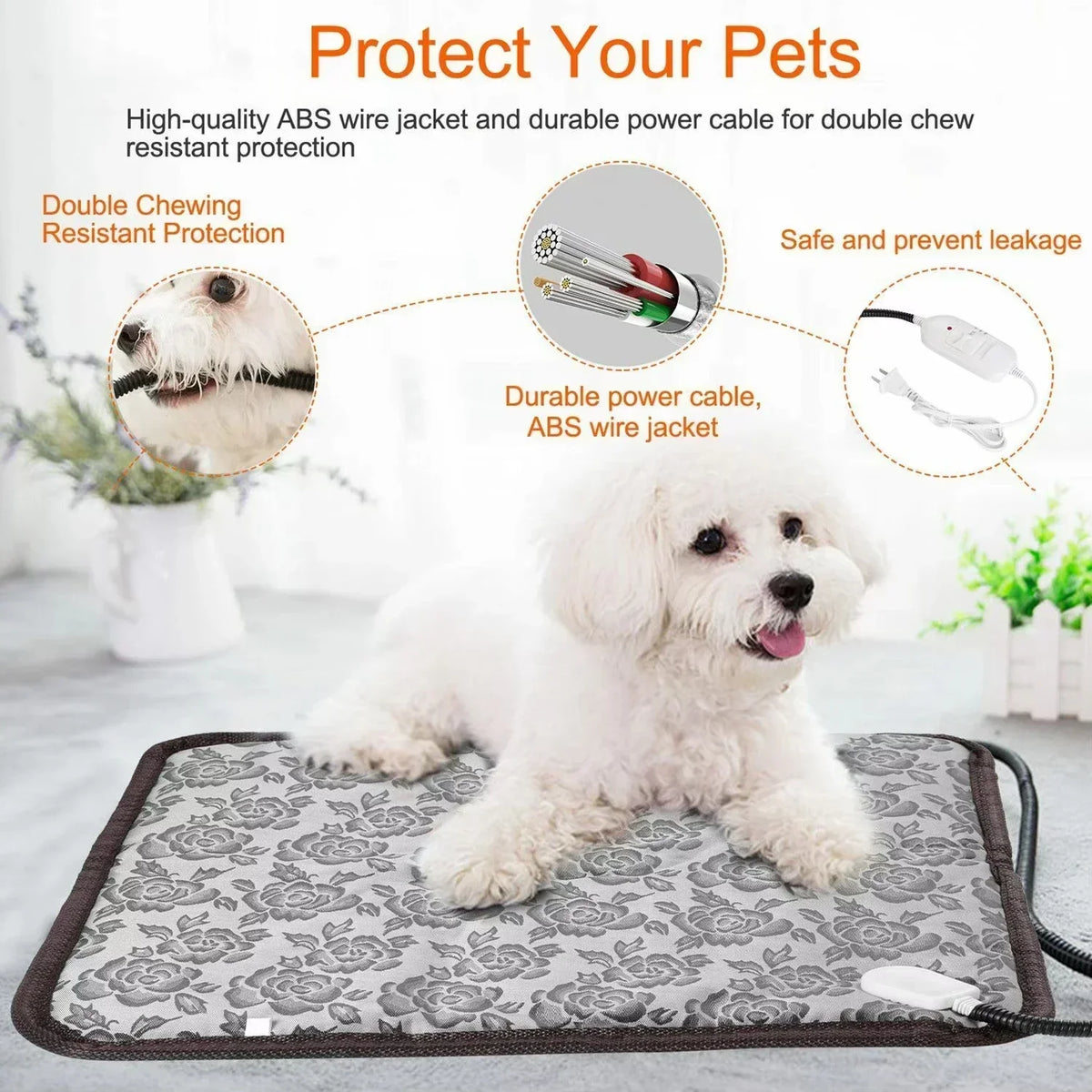 Pet Heating Pad | Adjustable Temperature & Bite-Resistant Cable | Sizes S & L