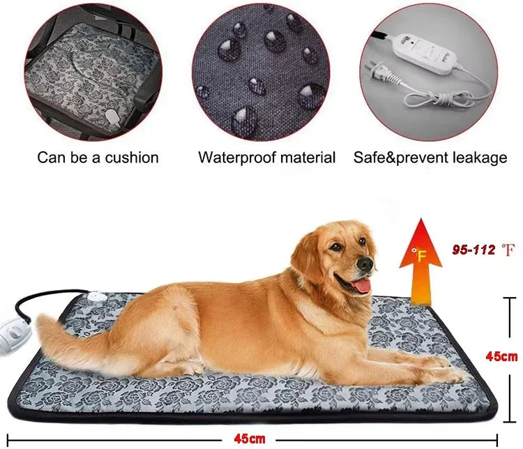 Pet Heating Pad | Adjustable Temperature & Bite-Resistant Cable | Sizes S & L