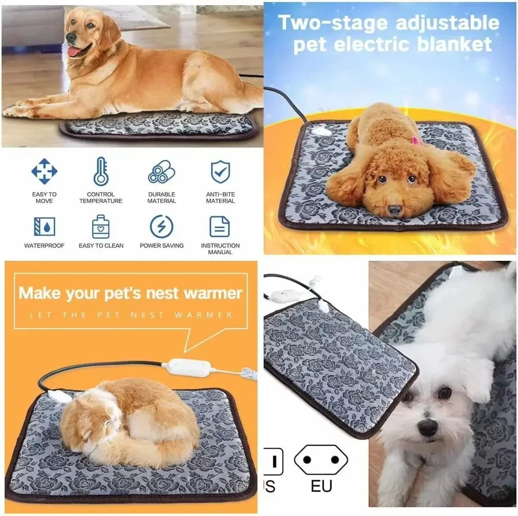 Pet Heating Pad | Adjustable Temperature & Bite-Resistant Cable | Sizes S & L
