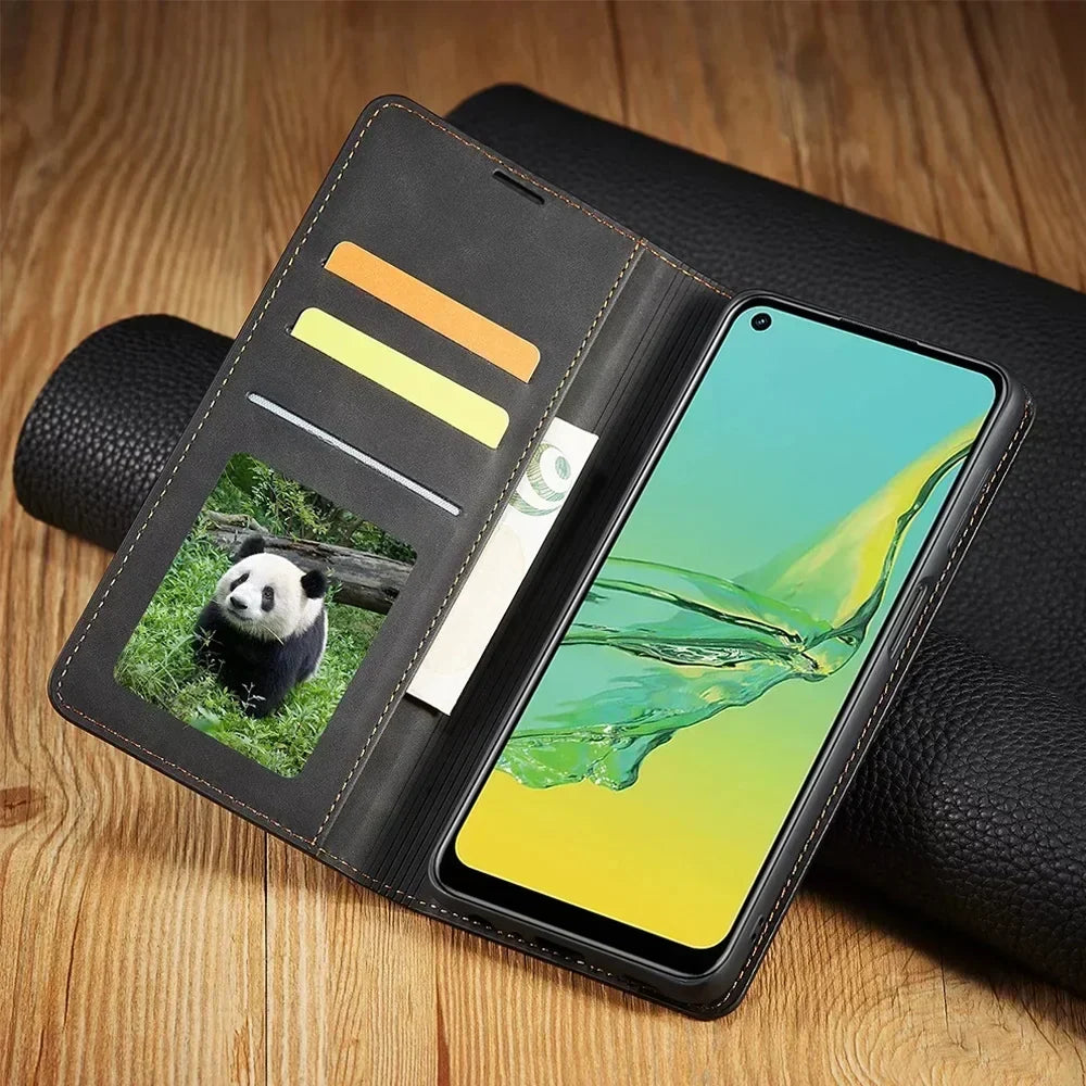 Phone Case | Premium Leather Magnetic Flip Cover & Card Slots