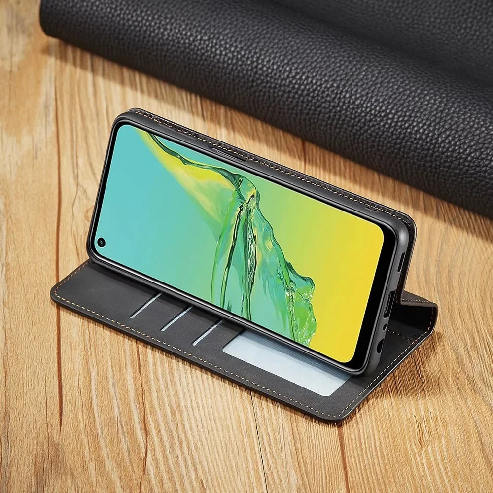 Phone Case | Premium Leather Magnetic Flip Cover & Card Slots