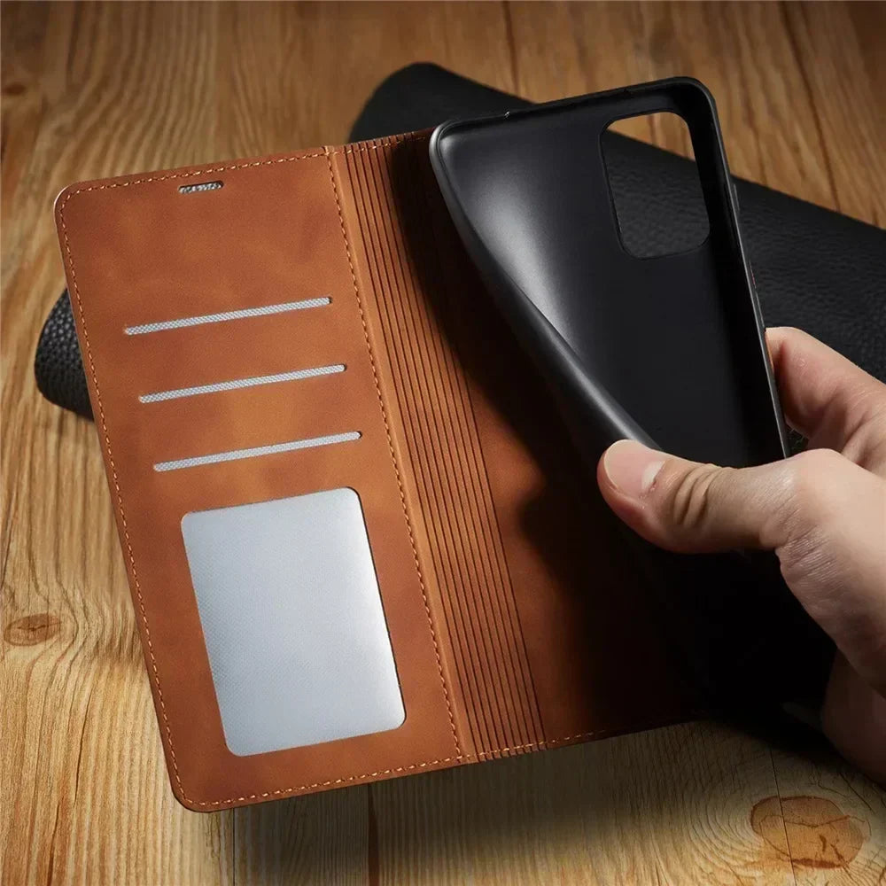 Phone Case | Premium Leather Magnetic Flip Cover & Card Slots
