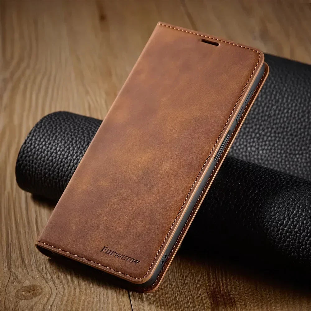 Phone Case | Premium Leather Magnetic Flip Cover & Card Slots