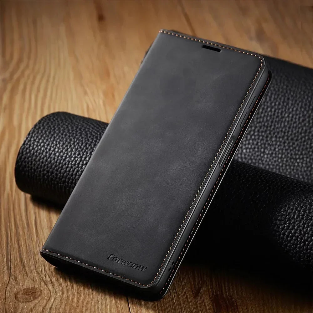 Phone Case | Premium Leather Magnetic Flip Cover & Card Slots