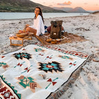 Picnic Blanket | Reversible Boho Jacquard Cotton Blend, Machine Washable