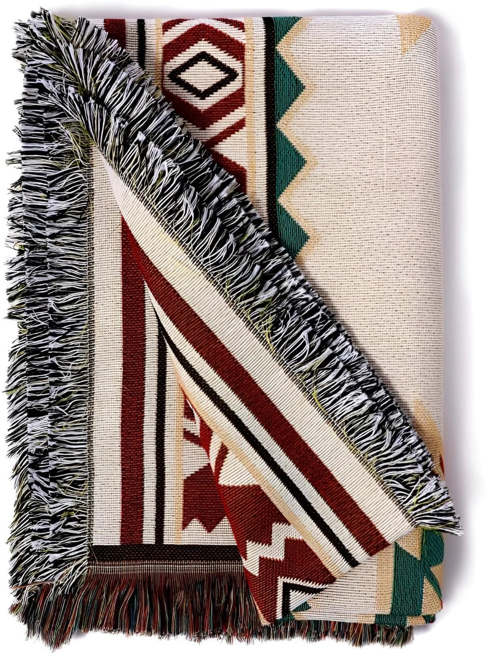 Picnic Blanket | Reversible Boho Jacquard Cotton Blend, Machine Washable