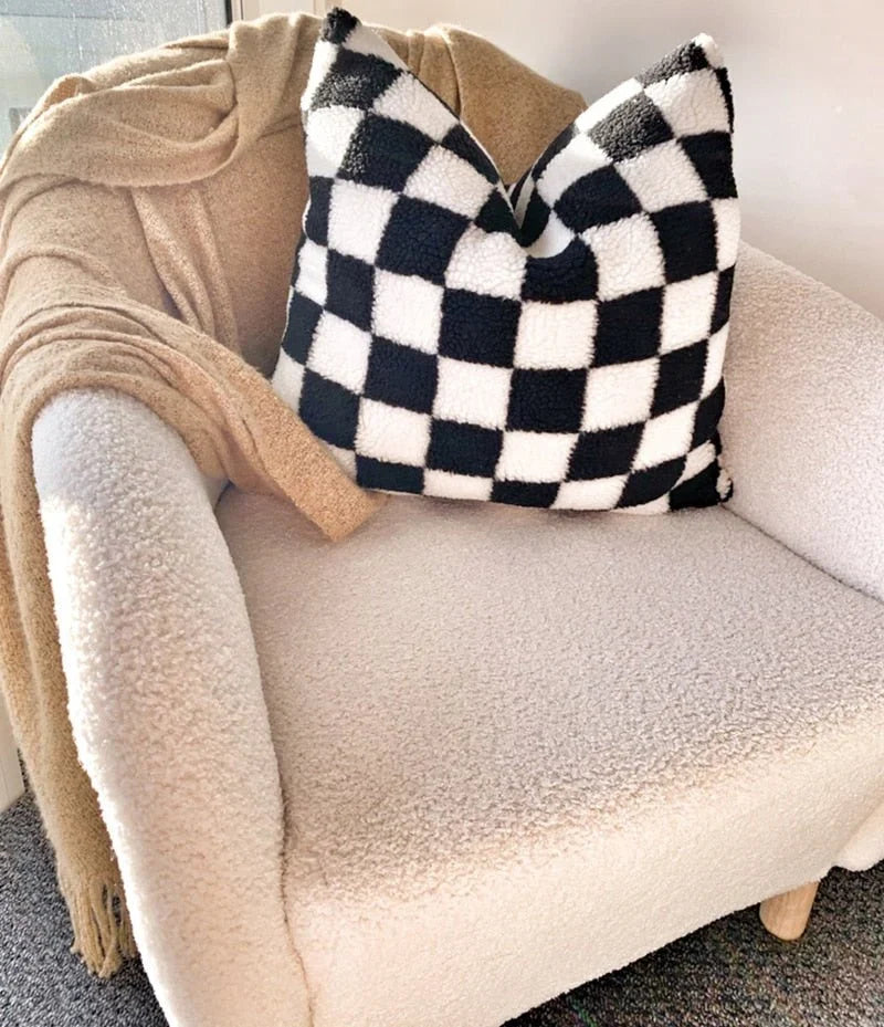 Pillowcase | Plush Fleece & Checkered Jacquard | Eco-Friendly Blend