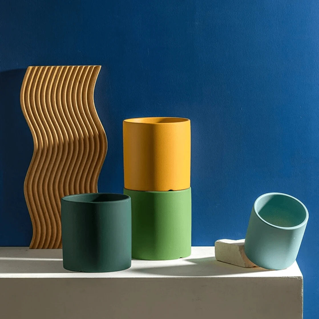 Plant Pot | Matte Glazed Ceramic & Matching Saucer | Sizes S–L