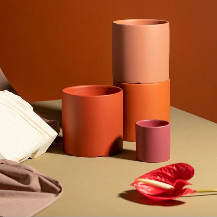 Plant Pot | Matte Glazed Ceramic & Matching Saucer | Sizes S–L